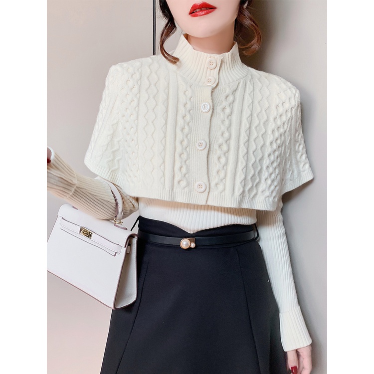 Korean Dongdaemun autumn new semi-high collar buckle Cape MC clothing JHYF | BigBuy360 - bigbuy360.vn