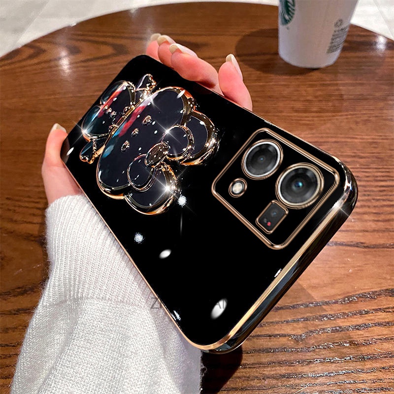 Ốp lưng oppo reno 7 4g reno 7 pro Ốp Điện Thoại TPU Silicon Mềm Mạ Điện Gắn Gương Trang Điểm Hình Thỏ 3D Cho oppo reno 7 4g reno 7 pro