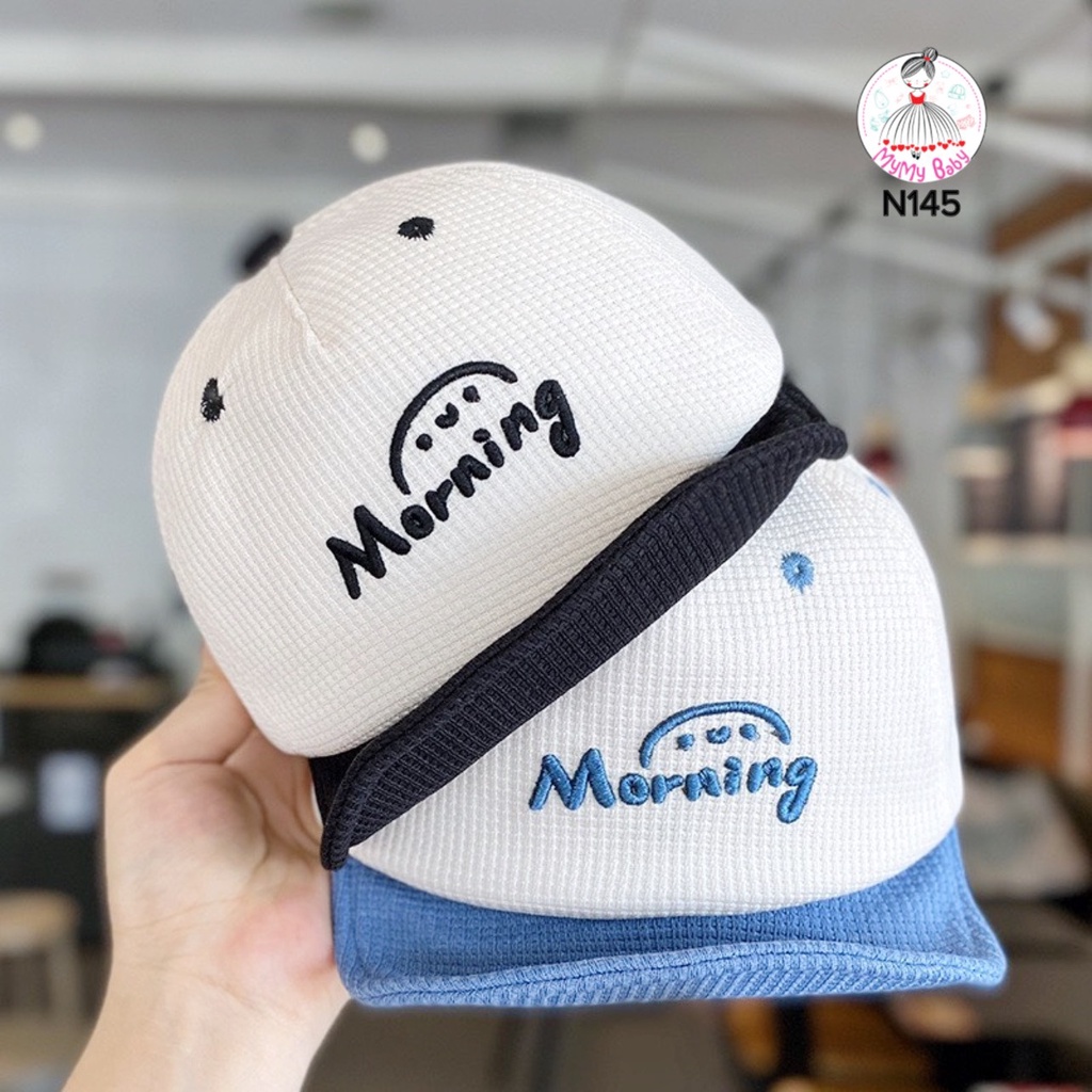 Nón lưỡi trai Morning hình thêu sắc nét từ 6-36 tháng