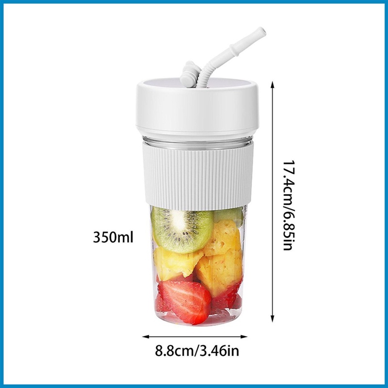 Leifsuq Bình Lắc Pha Nước Ép Trái Cây mini Nhanh Chóng 350ml Thiết Kế Ống Hút