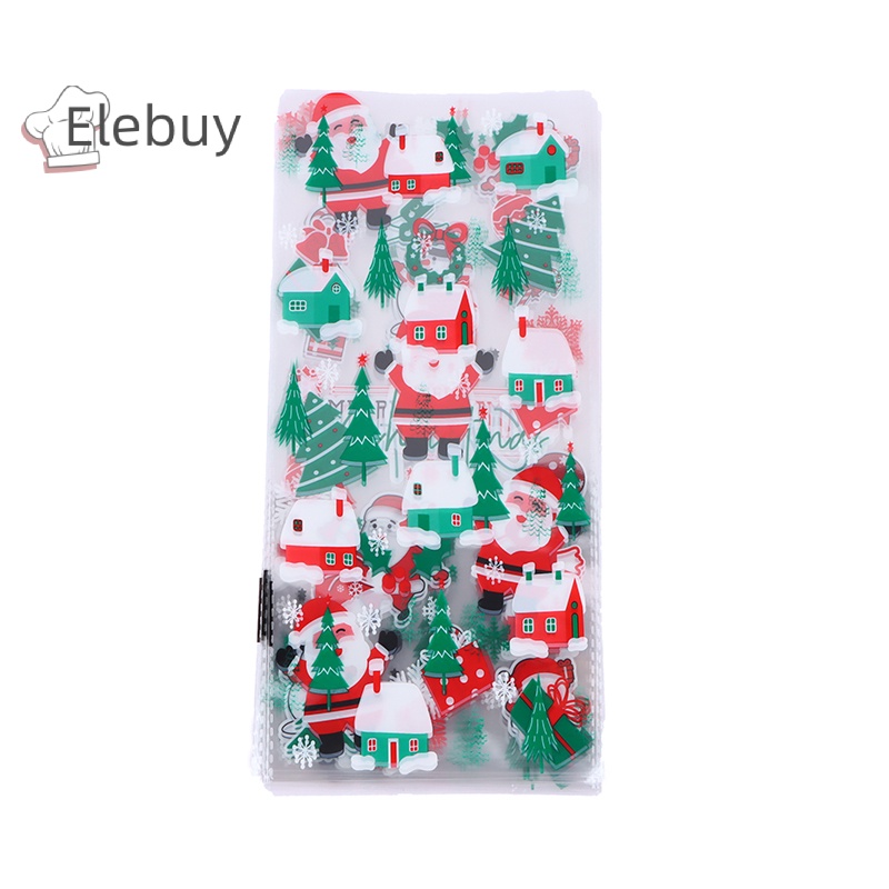 Set 50 túi đựng kẹo ELEBUY bằng nhựa với dây ruy băng đựng quà tặng giáng sinh/ trang trí tiệc cho trẻ em