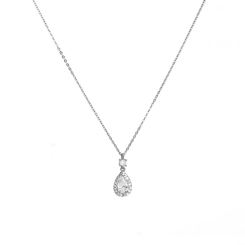 Thời Trang Dây Chuyền Thép Titan Mạ Bạc Mặt Hình Giọt Nước