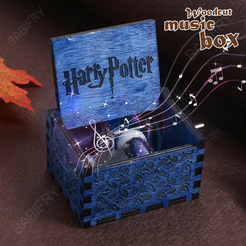 Hộp Nhạc Gỗ harry potter Màu Xanh Dương Làm Quà Tặng Giáng Sinh