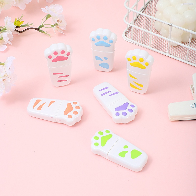 Bút chì màu Bút dạ quang bút đánh dấu Chân mèo dễ thương văn phòng phẩm đồ dùng học sinh quà  phần thưởng Văn phòng phẩm