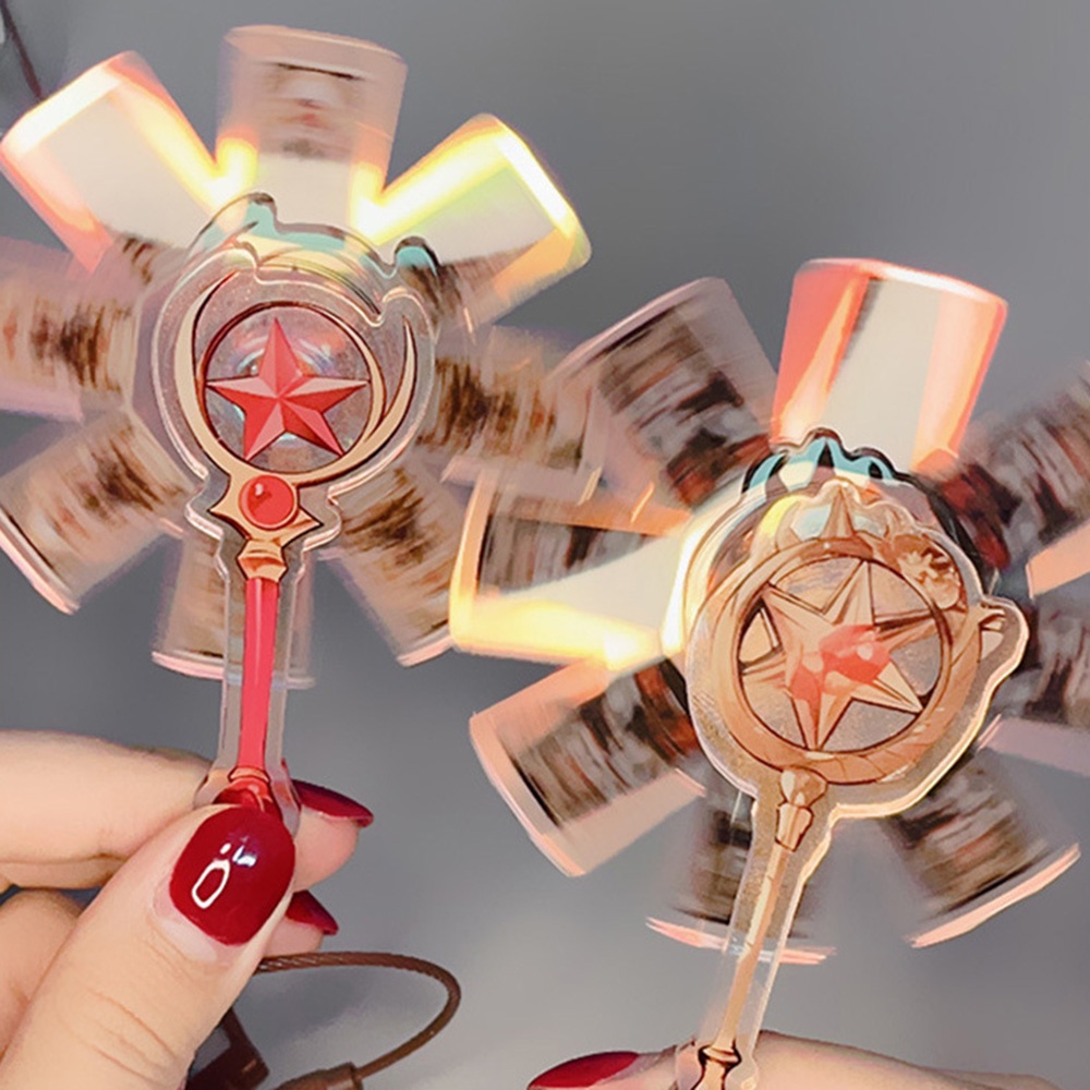 Móc Khóa Xoay Bằng acrylic Hình Hoa Anh Đào Màu laser Dễ Thương