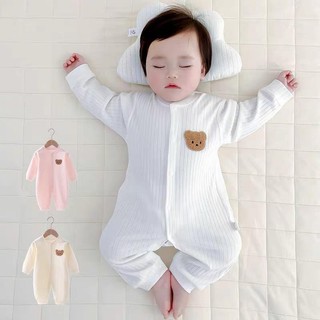 Quần áo trẻ em áo liền quần dài tay lớp đế màu trơn 4-12kg