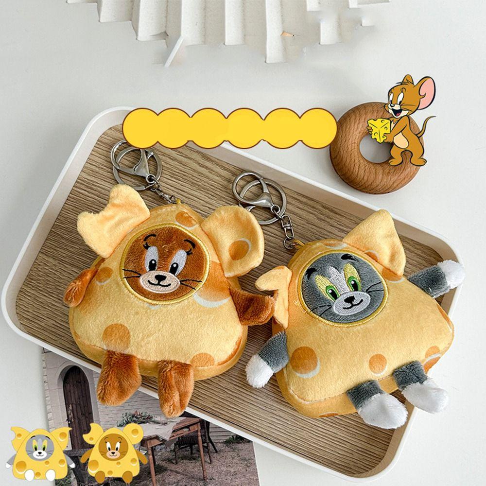 Daron1 Móc Chìa Khóa mini Hình tom Và jerry Nhồi Bông Phong Cách Hàn Quốc