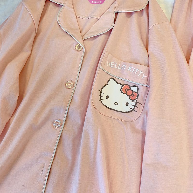 Bộ Đồ Ngủ Dài Tay In Hoạt Hình sanrio hello kitty 2023 Cho Nữ