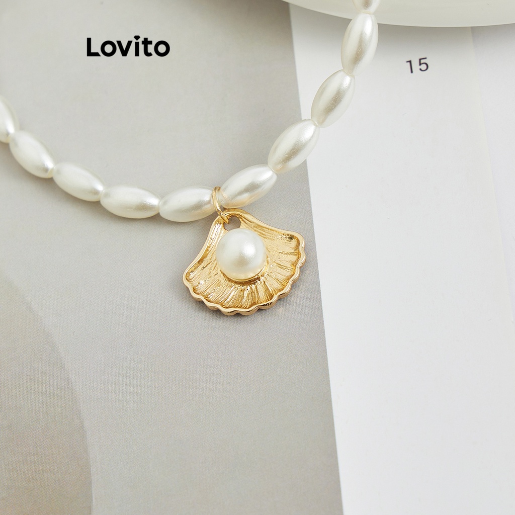 Lovito Vòng chân ngọc trai trơn phong cách Boho cho nữ L63AD051