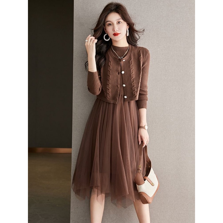 Bộ Áo sweater Dệt Kim + Chân Váy Thời Trang Thu Đông 2023 Mới Cho Nữ