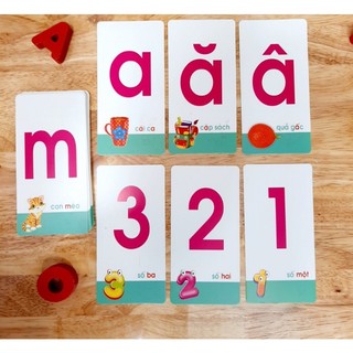Bộ thẻ học chữ cái và số đếm 44 thẻ/ 1 bộ cho trẻ mầm non