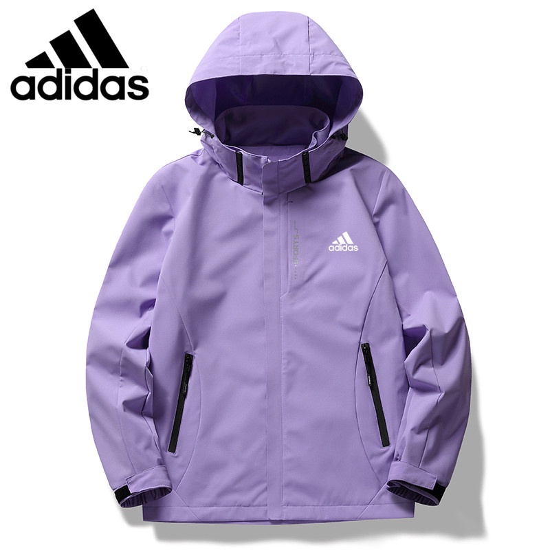 Áo khoác chống nước nữ Adidas Áo gió thời trang ngoài trời Áo khoác có mũ trùm đầu thể thao