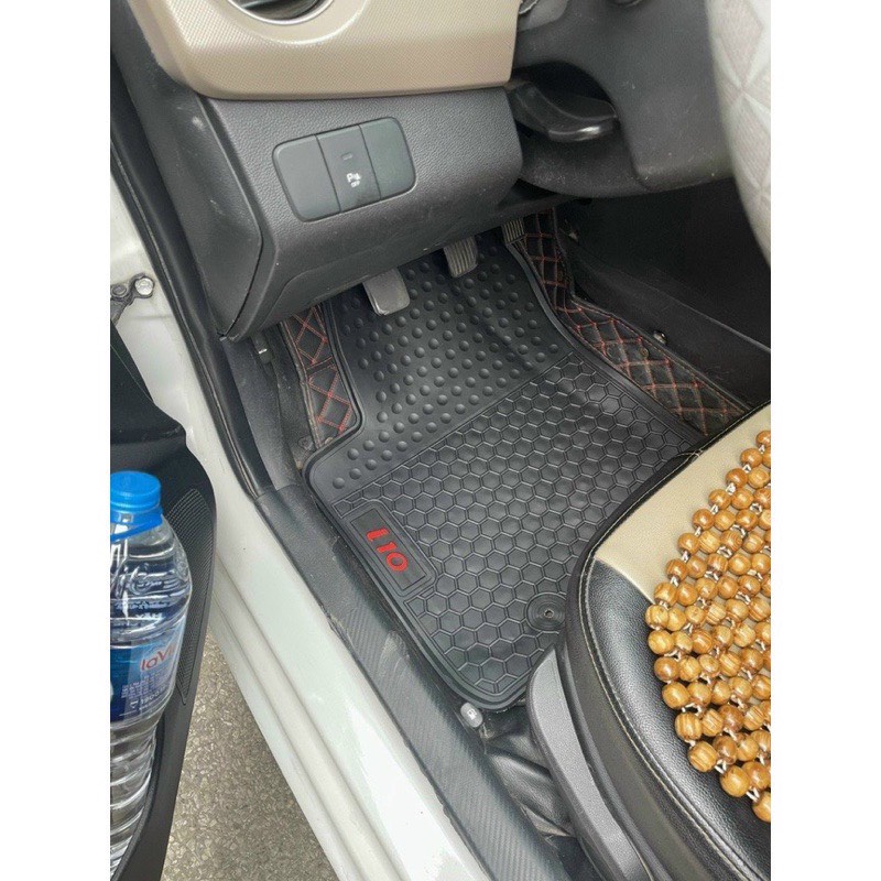Thảm sàn, lót sàn xe Hyundai I10 2014 - 2020 chất liệu cao su đúc, không mùi, không thấm nước – Mẫu Nissin chữ trắng