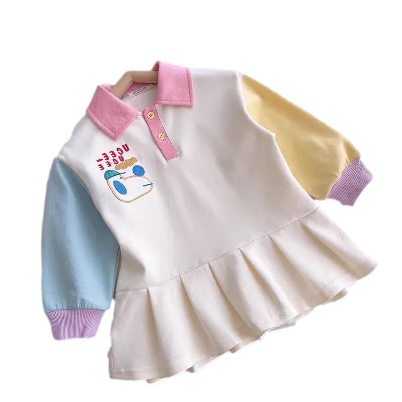 Áo Thun polo Phối Màu Tương Phản Phong Cách Hàn Quốc Thời Trang Xuân Thu Mới Cho Bé Gái