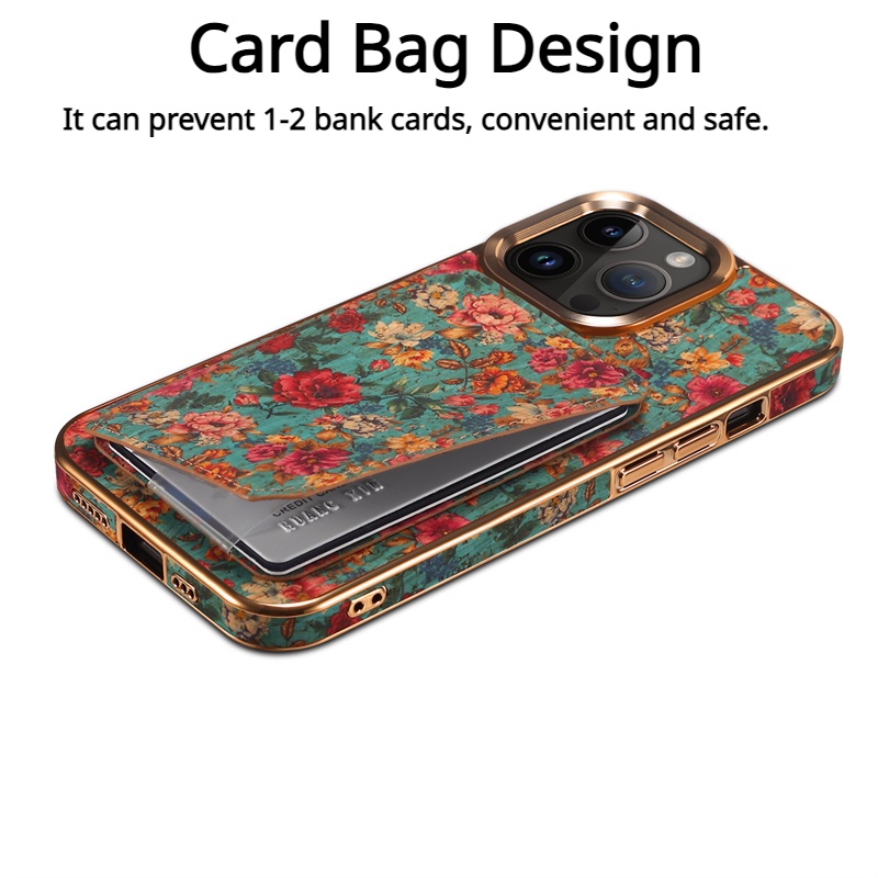 Ốp Điện Thoại Bằng Gỗ Có Ngăn Đựng Thẻ Hình Hoa Cho iphone 15 pro max 15 plus / 15 pro / 14 pro max / 14 plus / 12 13 pro max 2 Trong 13 pro max