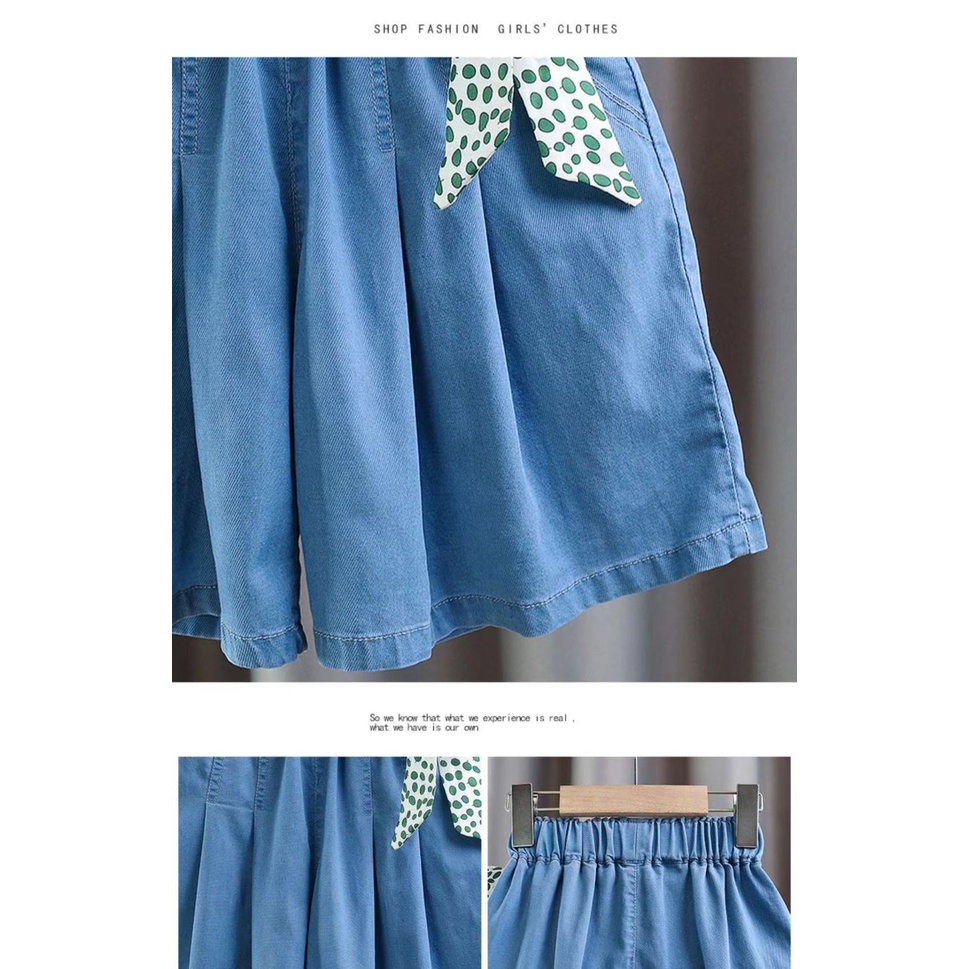 Quần Đùi denim Thời Trang Năng Động Cho Bé Gái