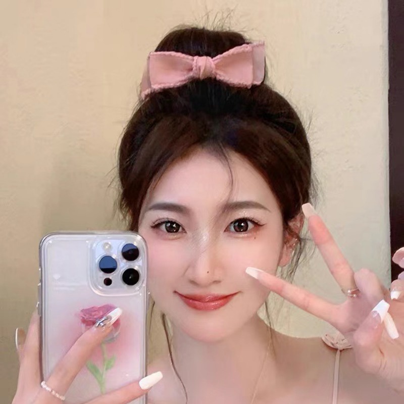 Kẹp Tóc Nơ Vải organza Ren Màu Đen bb y2k Phong Cách Công Chúa Cho Nữ