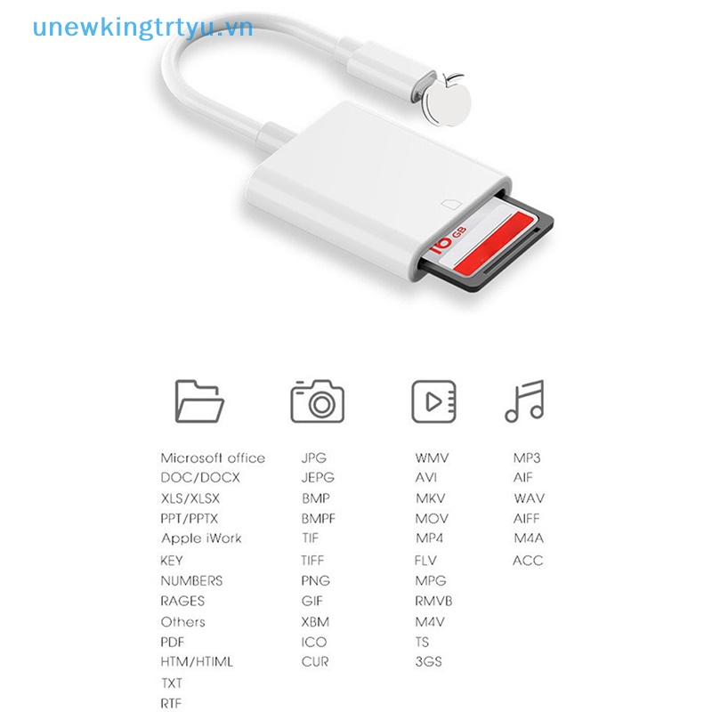 Unewtyu Đầu Đọc Thẻ Nhớ lightning Hỗ Trợ Thẻ Nhớ sd tf Ips14 Cho iphone 6 / 7 / 8 / x / xr / 11 / 12 vn
