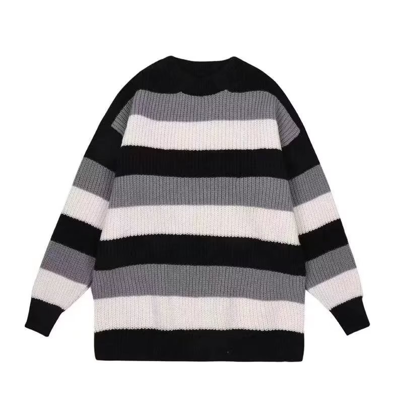 Áo sweater Cổ Tròn Màu Sắc Tương Phản Thời Trang Thu Đông Cho Nam Giới