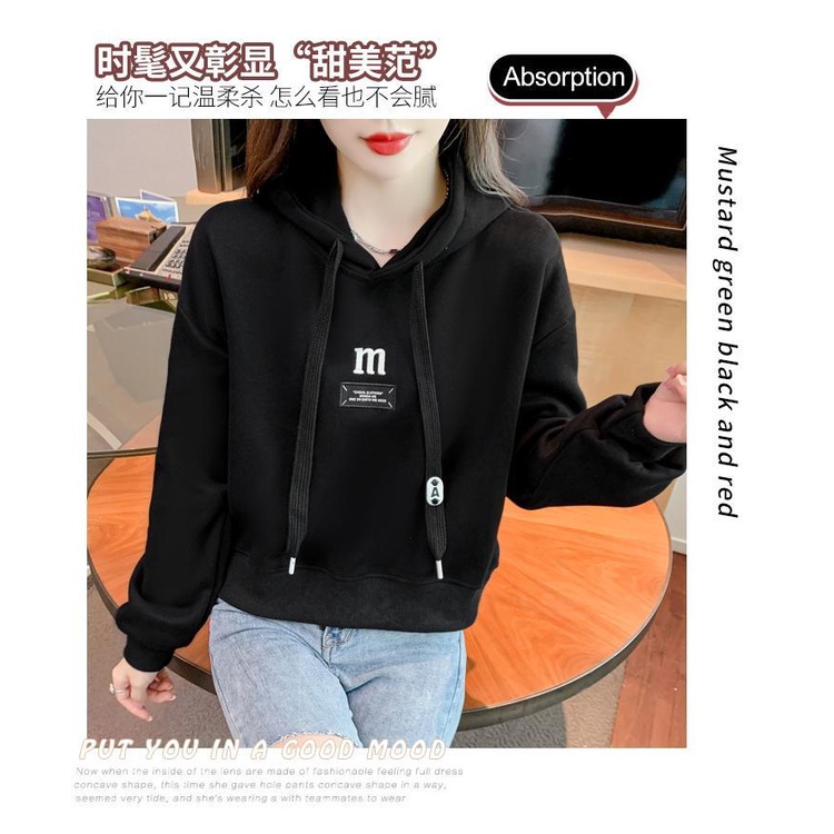 Áo Khoác sweatshirt Có Mũ Trùm Ngắn Tay Dài Dáng Rộng Thời Trang Thu Đông Mới Bán Chạy Cho Nữ