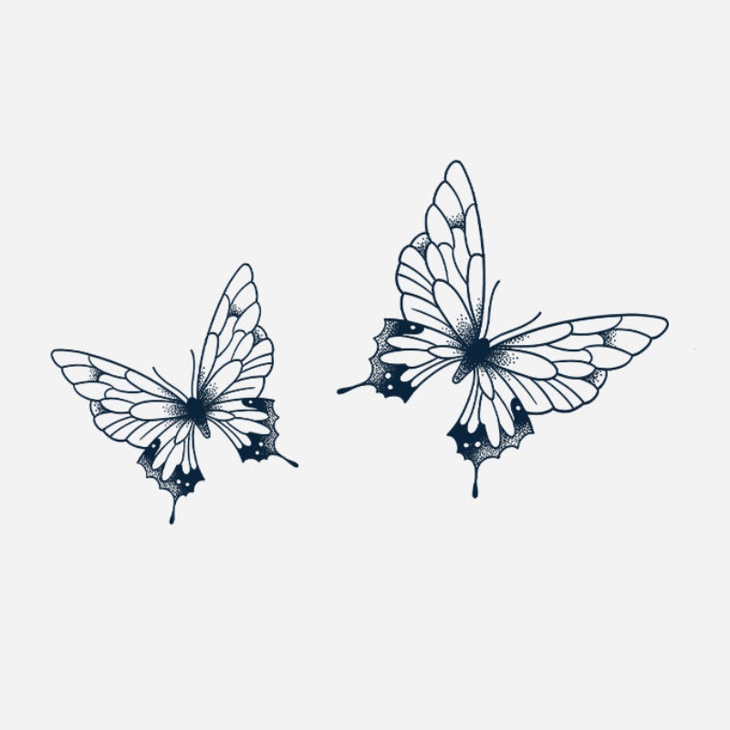 Đen Hình Xăm Dán Tạm Thời 15 Ngày Chống Thấm Nước Hình Cánh Bướm Và Cây Cối Gợi Cảm