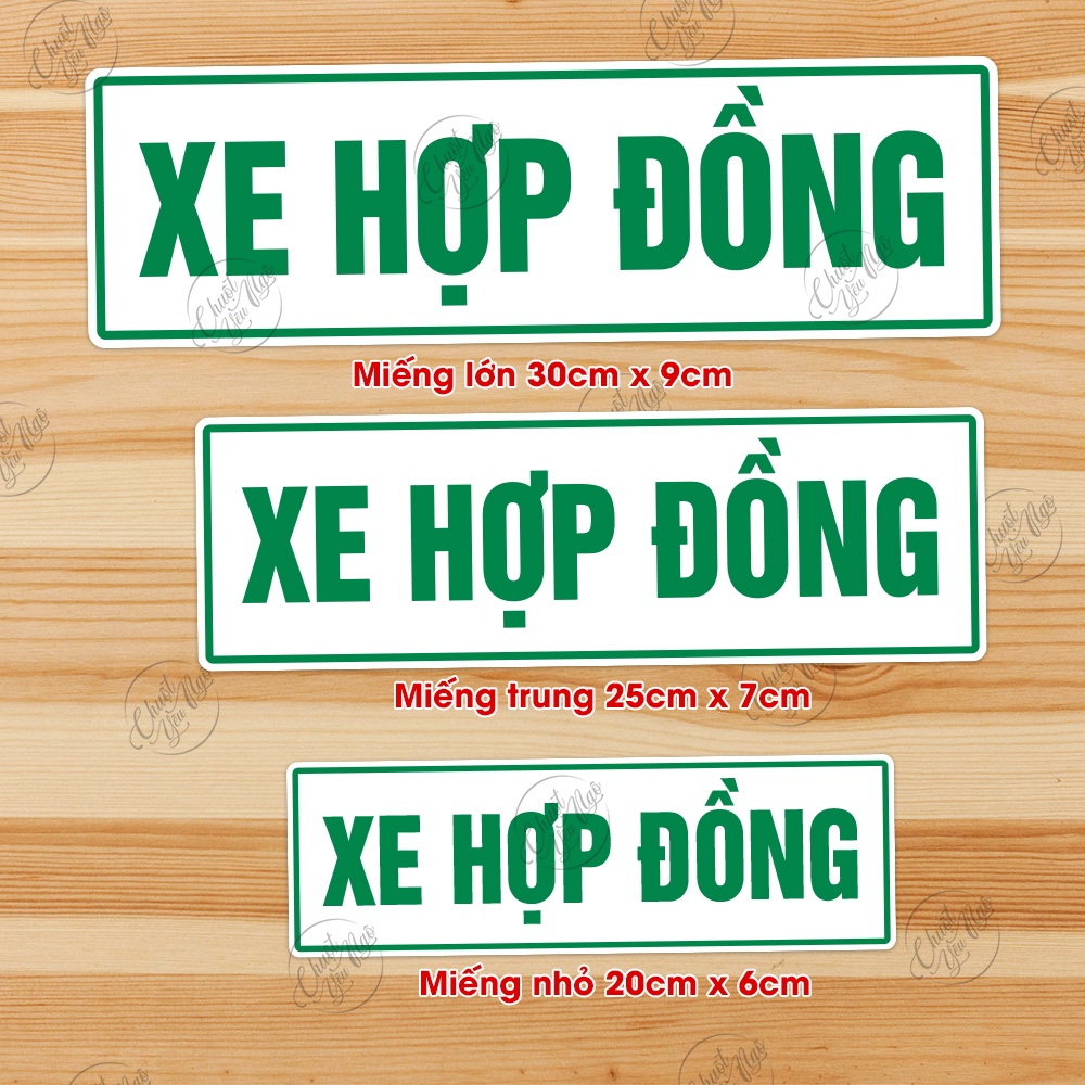 Combo 2/4 miếng decal XE HỢP ĐỒNG dán xe ô tô du lịch taxi mẫu chuẩn giao thông