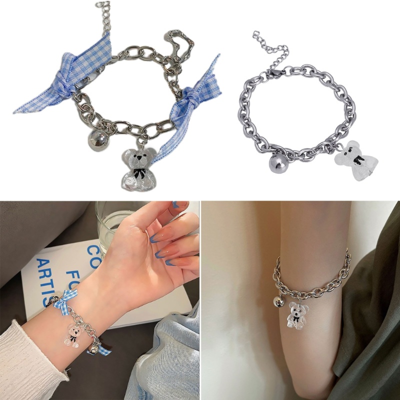 Vòng Đeo Tay Mặt Hình Trái Tim / Gấu Thời Trang Có Thể Điều Chỉnh
