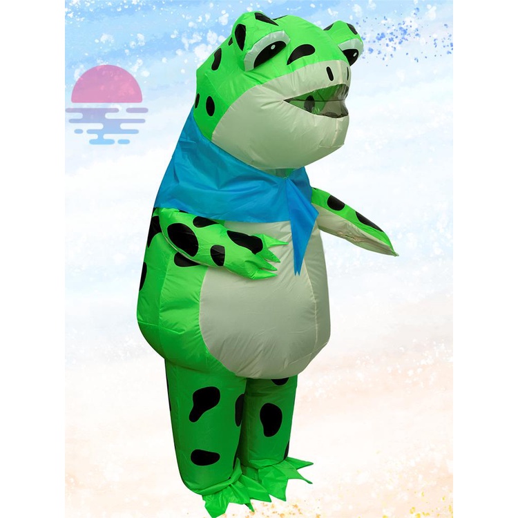 Bộ Áo Liền Quần Bơm Hơi Chống Thấm Nước Hình Ếch Xanh Hoạt Hình Vui Nhộn shopskc3041