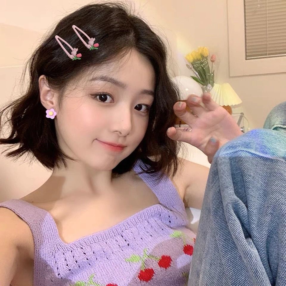 Kẹp Tóc Hình Hoa tulip Thỏ Không Đường May Dễ Phối Đồ Ngọt Ngào Cá Tính Cho Bé Gái