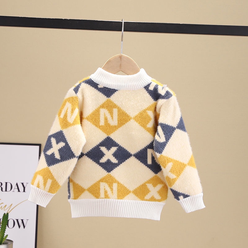 Áo sweater Lông Cừu Dày Chui Đầu Thời Trang Thu Đông Hàn Quốc 2023 Mới Cho Bé Trai Và Bé Gái