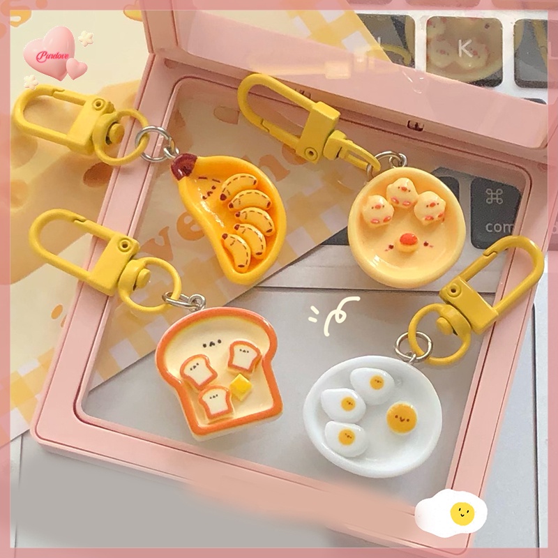 Móc Khóa Hình Bánh Mì Trứng / Chuối Sáng Tạo Dễ Thương Mới