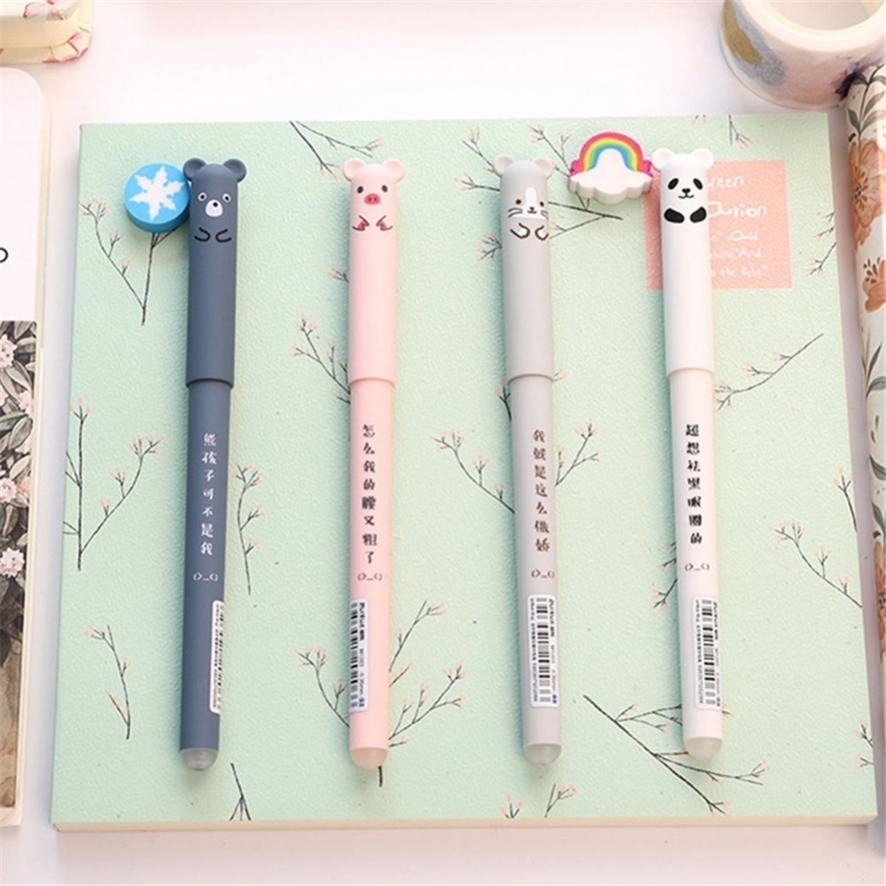 Set 4 Bút Bi Ngòi 0.35mm Hình Động Vật Dễ Thương
