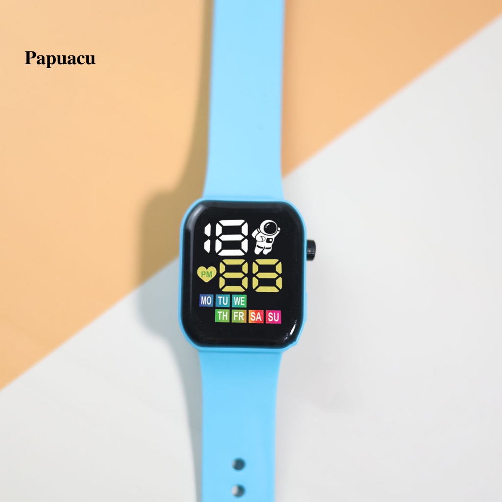Đồng Hồ Điện Tử papuacu Hình Vuông Có Đèn led Hiển Thị Độc Đáo Cho Bé
