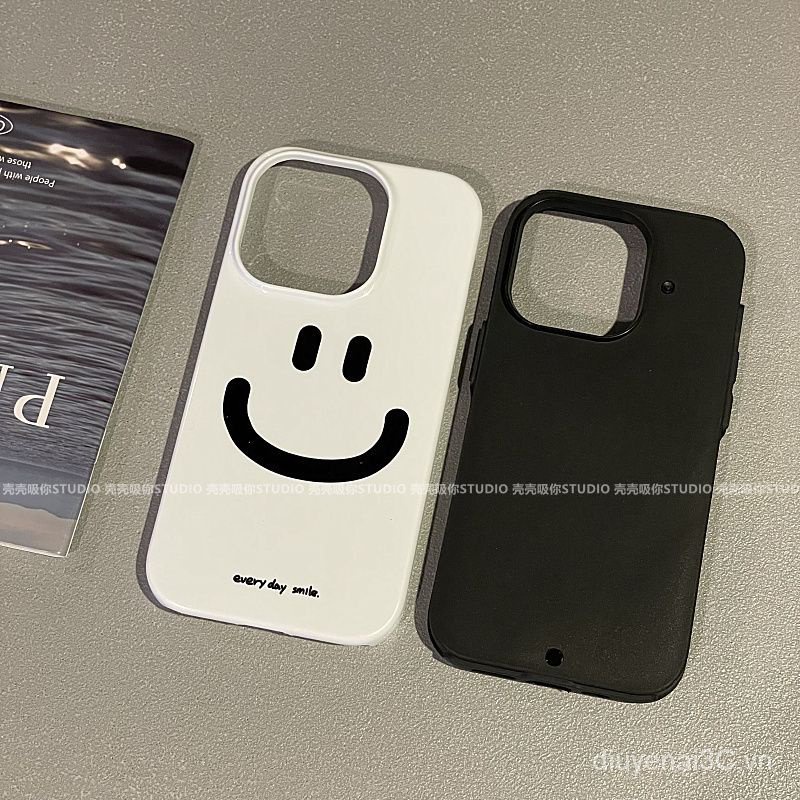 Ốp Điện Thoại in Hình Mặt Cười Phong Cách Hàn Quốc Cho Iphone 13 14Promax 12 11
