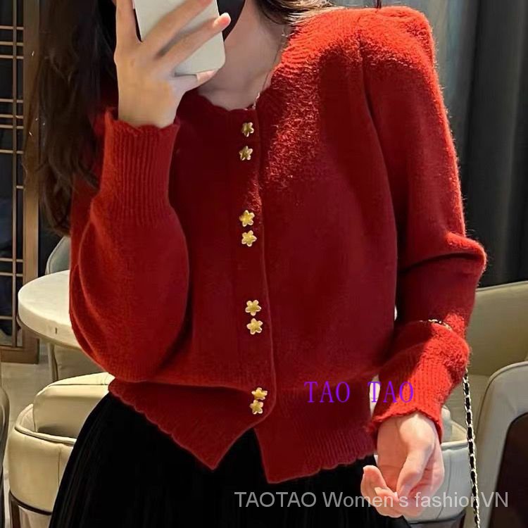 Áo cardigan Dệt Kim Tay Dài Cổ Tròn Màu Tím Phong Cách Hàn Quốc Thời Trang Xuân Thu Mới 2023 size Lớn 2xl