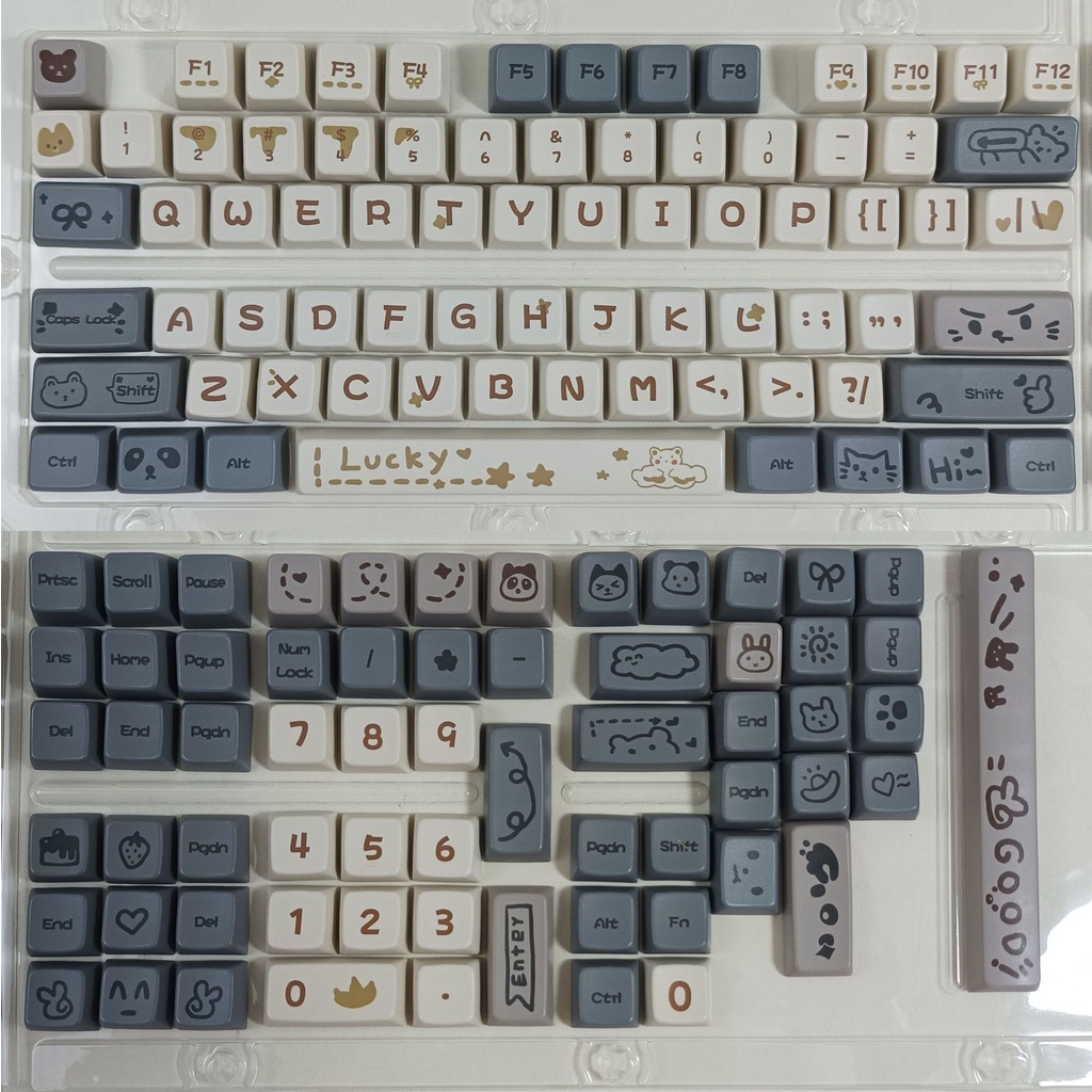 138 Phím Bear Daily Keycaps MDA Profile Graffiti Dễ Thương PBT DYE SUB Bàn Phím Cơ Keycap