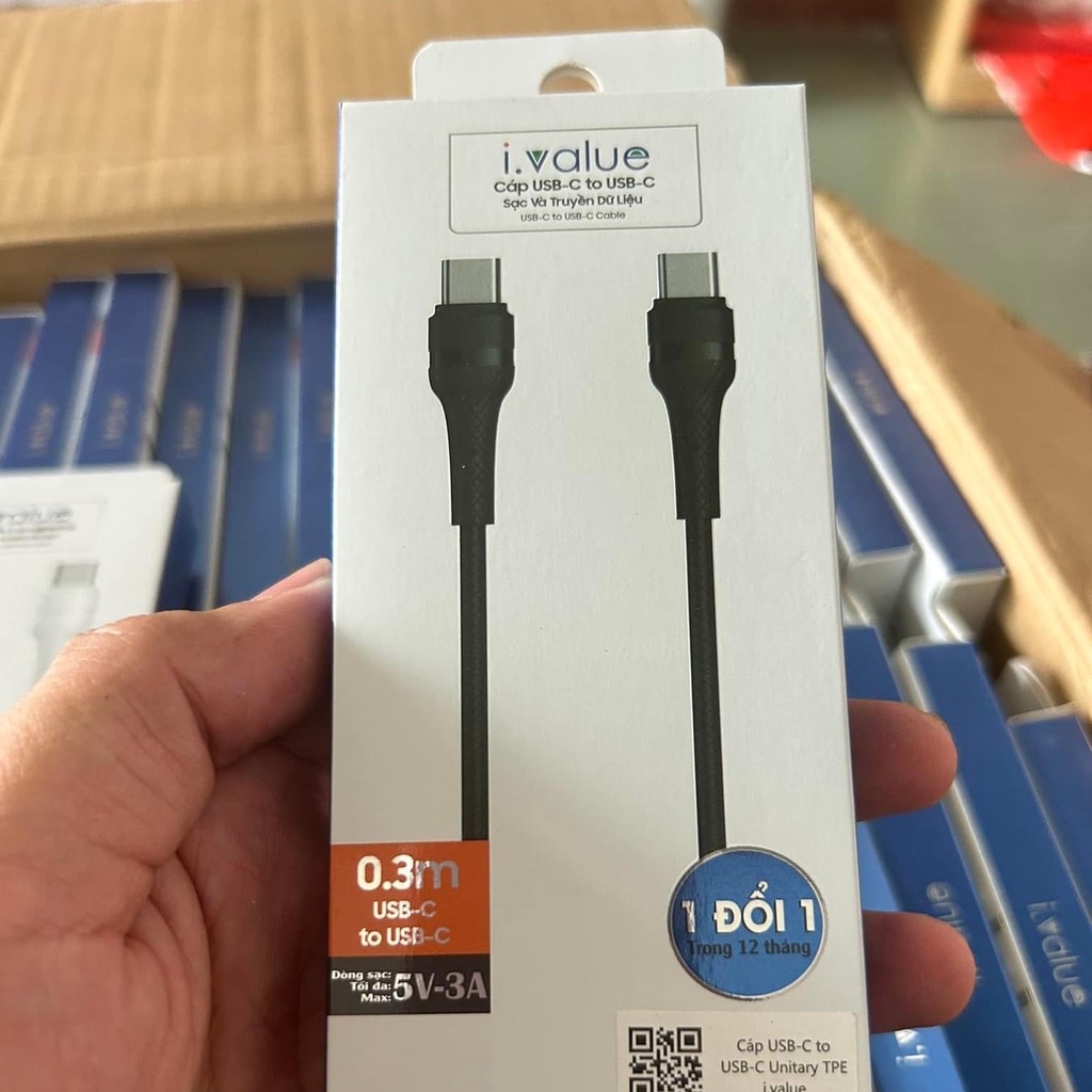 Cáp sạc ngắn 30cm Ivalue hàng New thanh lí tại FPT C To L và C To C-Bảo hành 12 Tháng