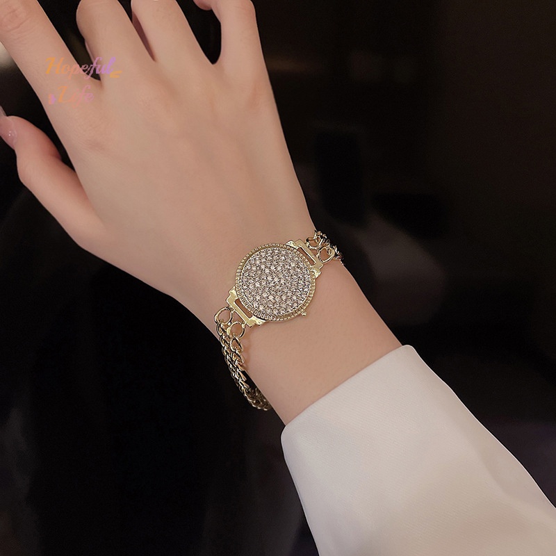 Vòng Đeo Tay Đồng Hồ Đính Đá Pha Lê Lấp Lánh Chất Lượng Cao Dành Cho Nữ