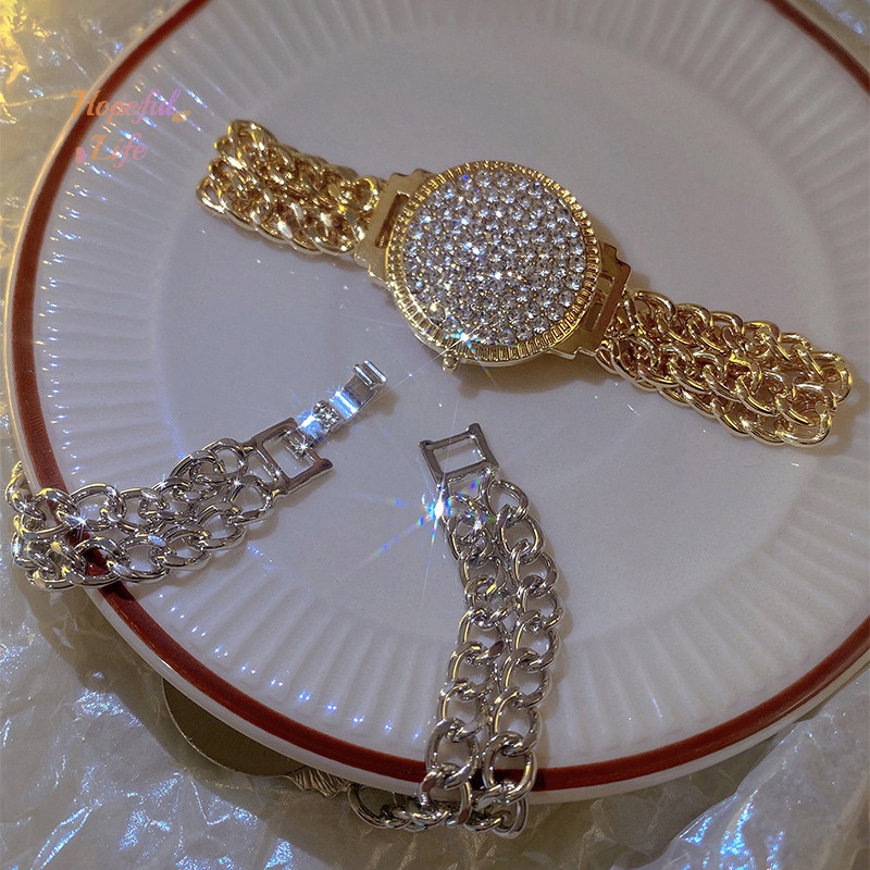 Vòng Đeo Tay Đồng Hồ Đính Đá Pha Lê Lấp Lánh Chất Lượng Cao Dành Cho Nữ