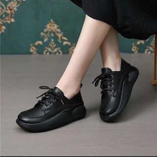 Giày Da Đế Dày Phong Cách retro Cá Tính Cho Nữ
