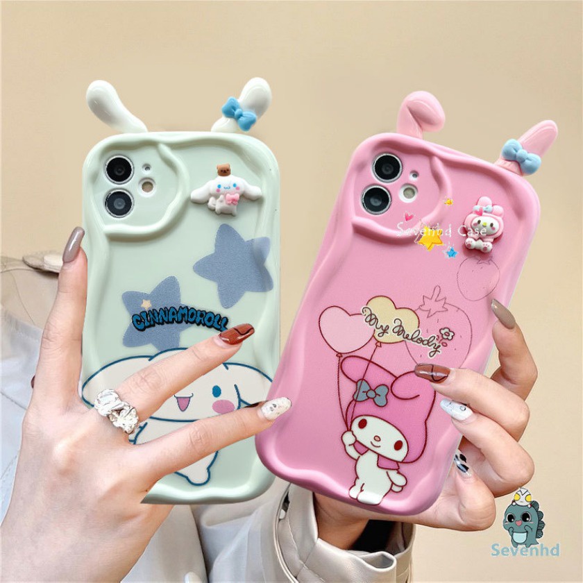 Tương Thích Với iphone 15 14 13 12 11 pro max 7 8 plus se2020 x xr xs max 6 6s plus Viền Cong 3d Hình Chú Chó Tai To Xinh Xắn Ốp