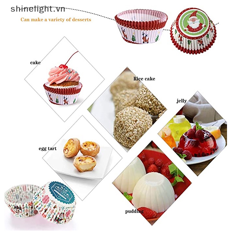 Set 100 Cốc Giấy Đựng Bánh cupcake / muffin Phong Cách Giáng Sinh