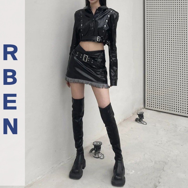 Ben Giày Boot denim Phối Lông Phong Cách Hàn Quốc Cá Tính Dành Cho Nữ