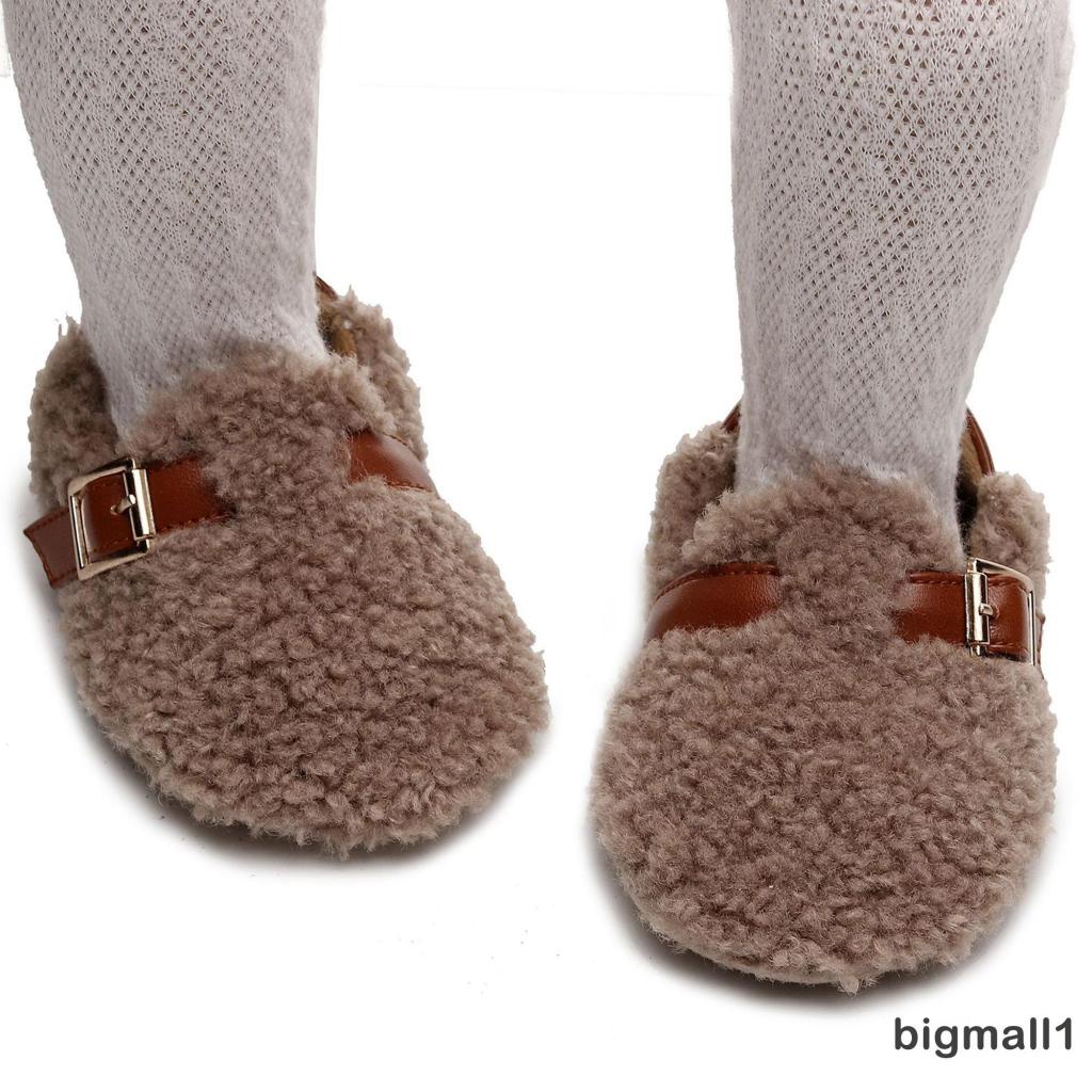 Bigmall Giày Lông Cừu Đế Mềm Chống Trượt Mùa Đông Cho Bé Gái