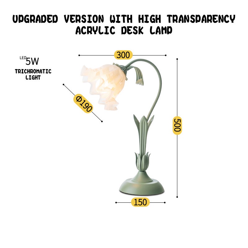 Sada Đèn bàn đầu giường cho phòng ngủ, sáng, pin cao, phong cách Hàn Quốc, cô gái lãng mạn, hoa mục vụ, đèn LED, đèn trang trí không gian
