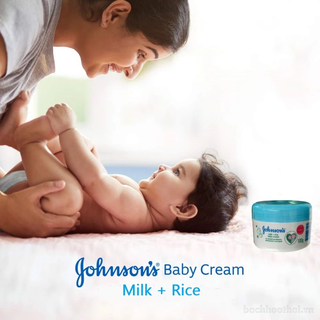 Kem Dưỡng Cấp Ẩm Cho Da Johnson's Baby Sữa & Gạo 50g Mẫu Mới Dạng Tuyp - Tuyp Xanh