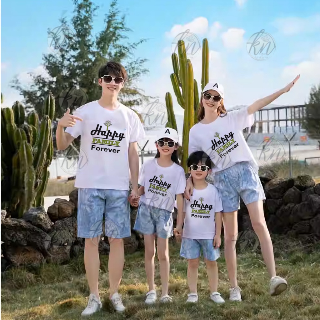 Áo Thun Cặp Đôi Gia Đình 3,4,5 Người Đi Chơi Du Lịch Biển, Không Quần, Happy Family Forever - KTQN TSHIRT AND UNIFORM