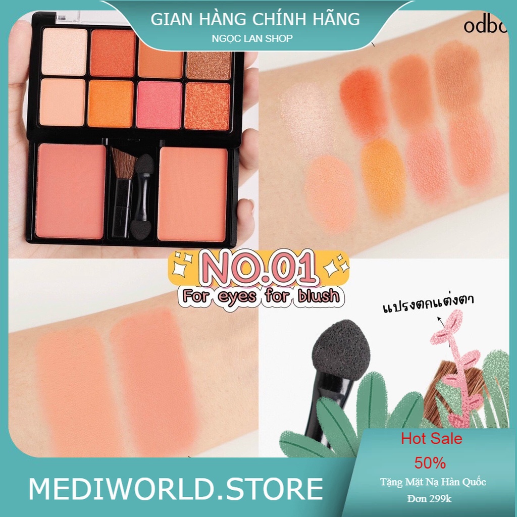 Bảng Phấn Mắt Kèm Má Hồng  Odbo 2 Tầng