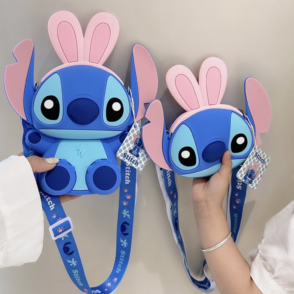 TúiĐeo Đeo Chéo Silicon Hoạt Hình Stitch Xanh Dương Dễ Thương