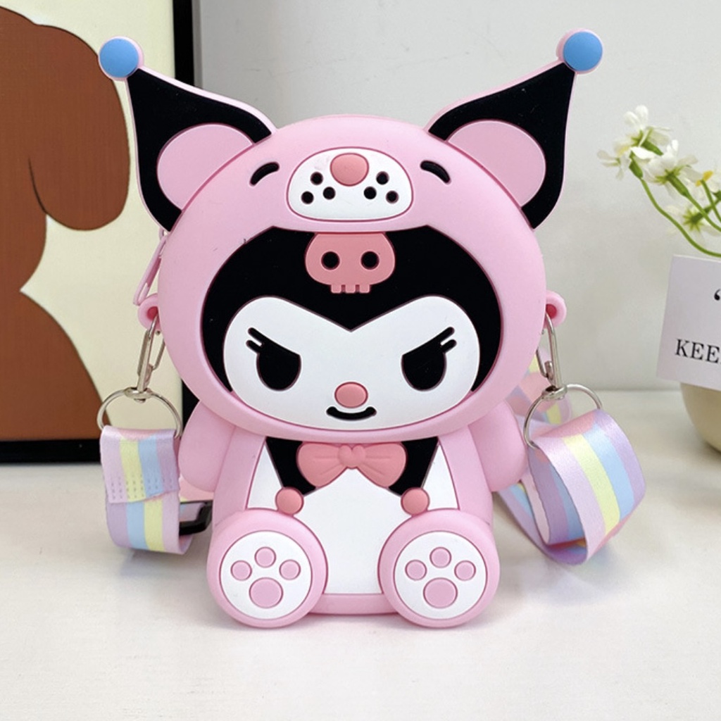 Túi Đeo Chéo Silicon Hoạt Hình Kurumi 3 Màu Cực Kì Dễ Thương
